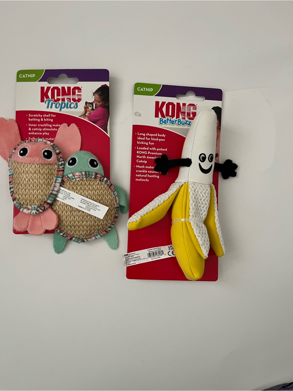 NEW KONG Catnip Cat Toy 2-Pack Lot Better Buzz Banana & Tropics Pals